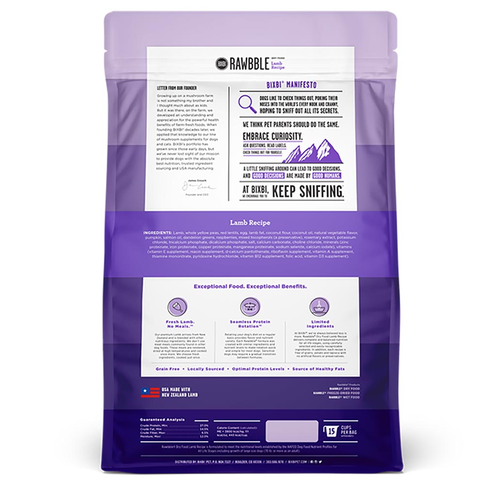 Bixbi Rawbble Lamb Limited Ingredient Freeze-Dried Raw Coated Grain ...